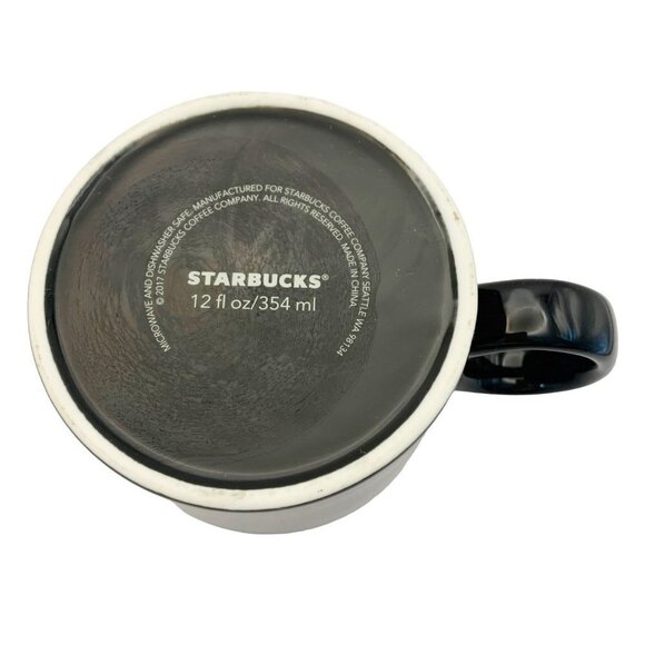 Starbucks Coffee Mugs Pair of Glossy Black & White 12 Oz 2017 - Picture 4 of 8